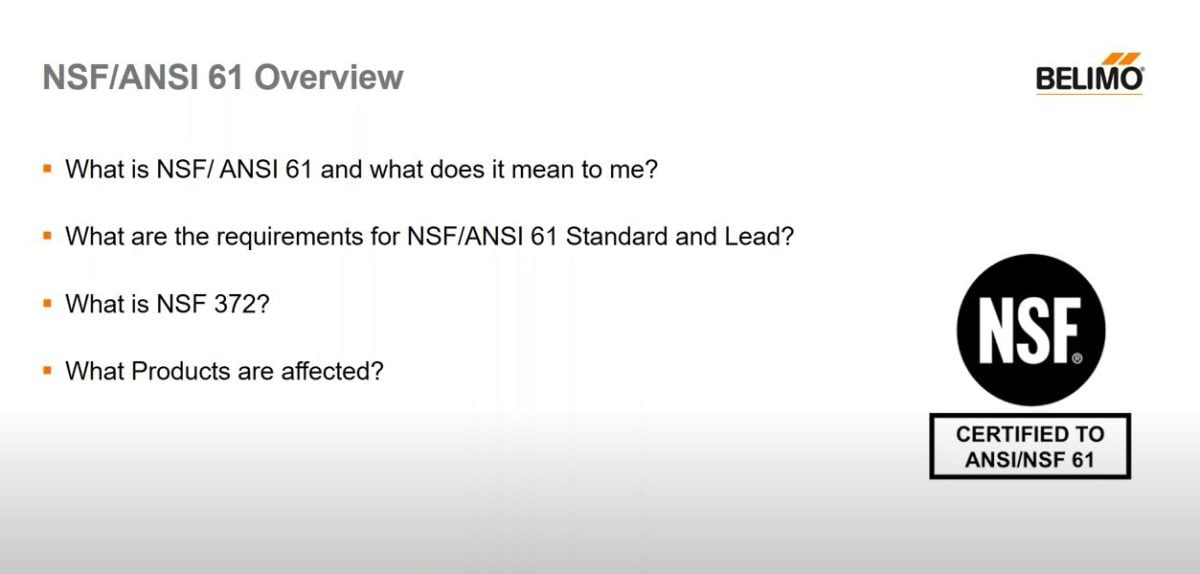 NSF/ANSI ICC Potable Water Valves for Domestic Culinary Beverage Applications